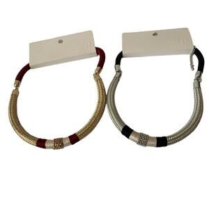 H&M Two Handmade Necklace in Gold and Silver NWT